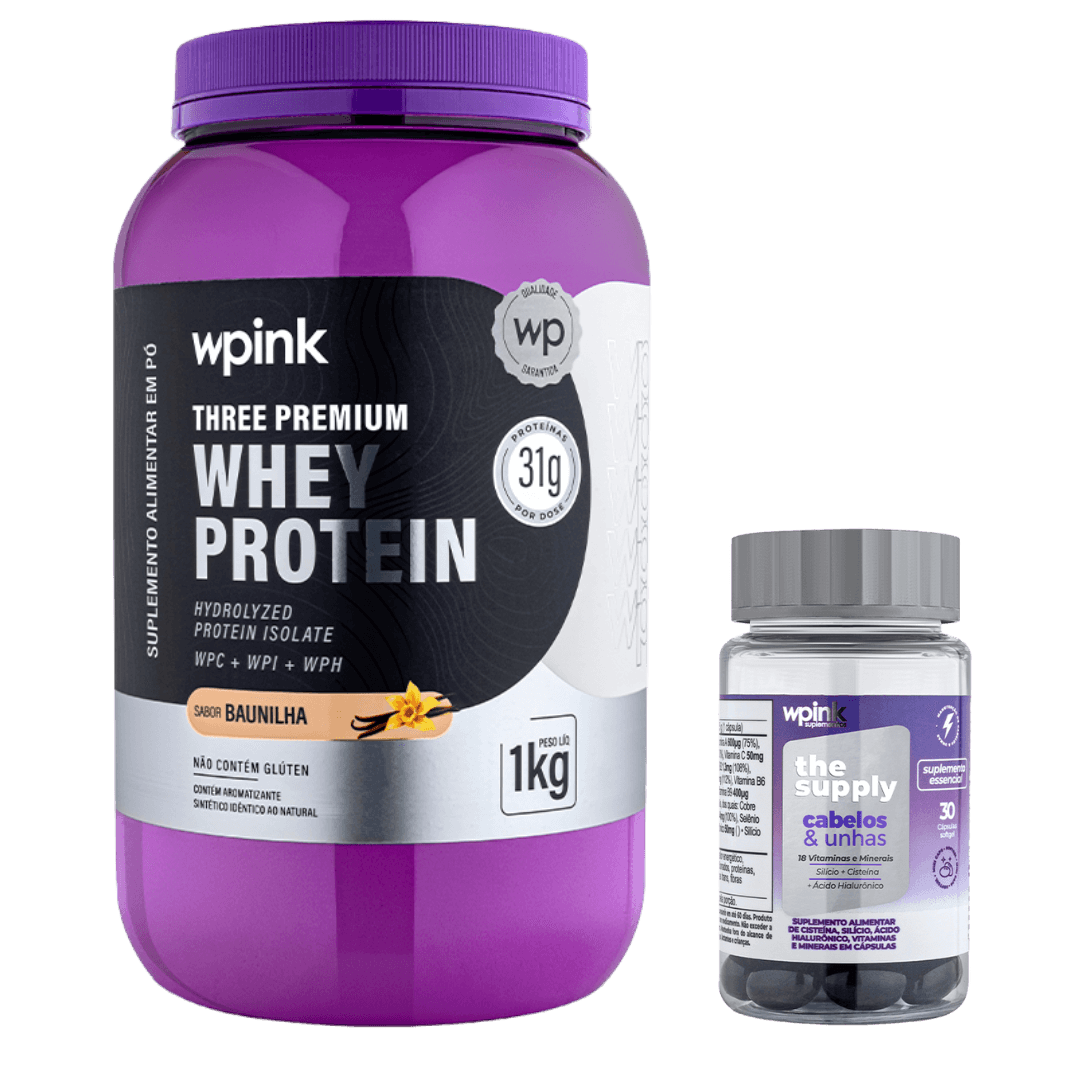 Whey protein 3W baunilha 3W 1kg + cabelos e unhas