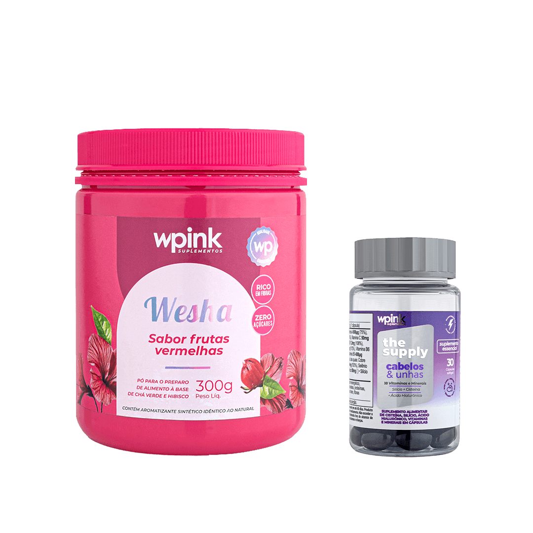 Chá funcional chá verde e hibisco - 300g + cabelos e unhas