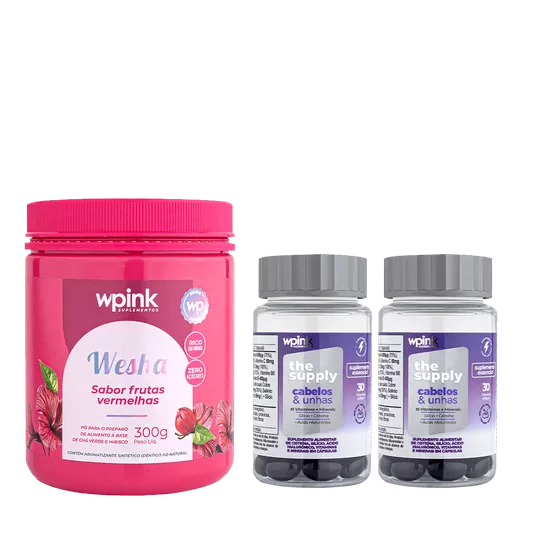 Kit Chá funcional chá verde e hibisco + 2 cabelos e unhas